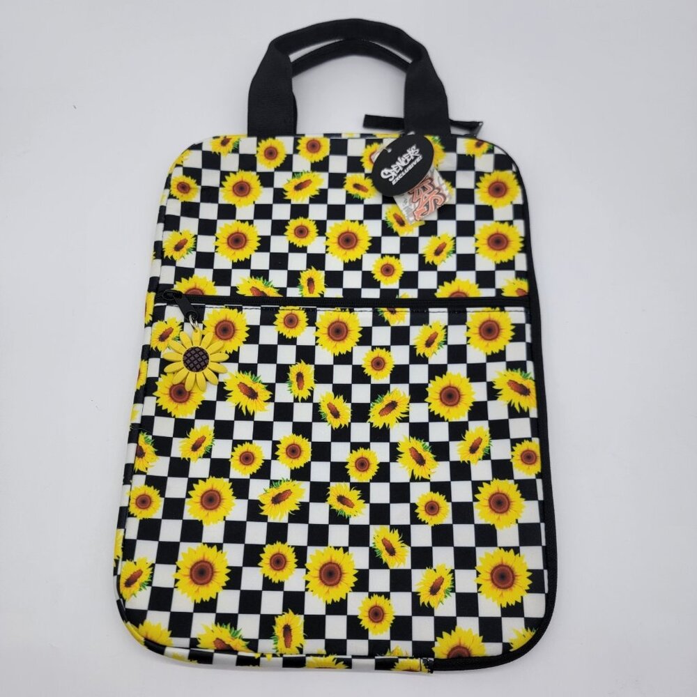 NWT Black White Checkerboard Sunflower Laptop Sleeve Sunflower‎ Pull Spencer's